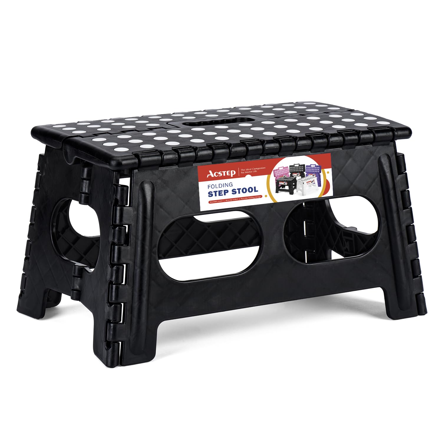 Acstep Folding Step Stool,15-Inch Extra Wide 9Inch Height Heavy Duty Stepping Stool More Safe And Comfortable Non Slip Foldable